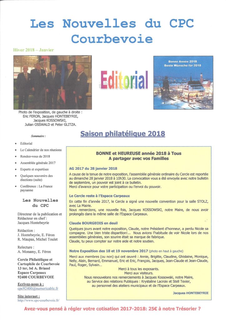 Bulletin janvier 2018