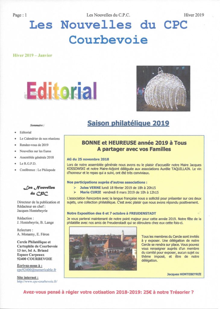 Bulletin janvier 2019